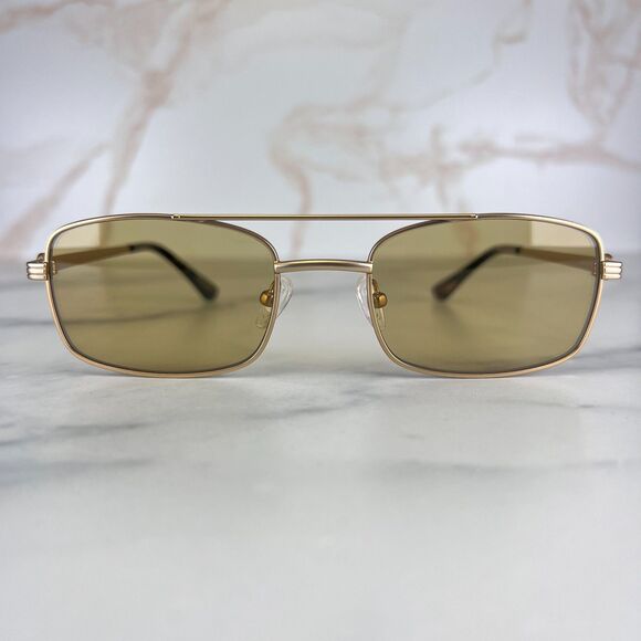 Luv Lou the Rocky Sunglasses Matte Gold Metal Frame Khaki Tint Lens 54-21-140 - Picture 2 of 11